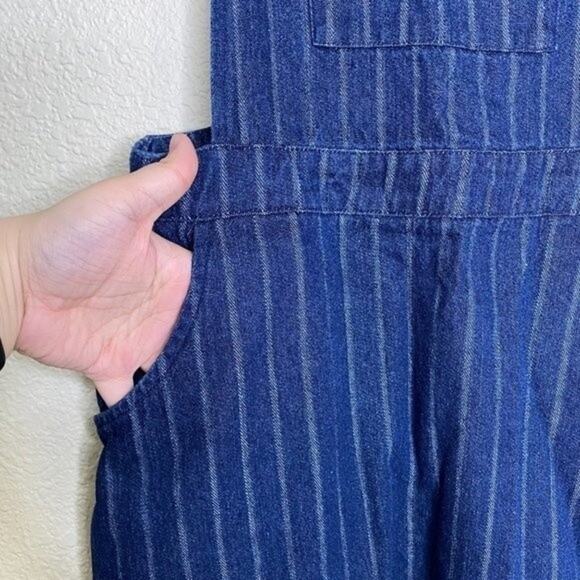 Umgee Railroad Stripe Denim Overall Dress Small - Picture 4 of 8